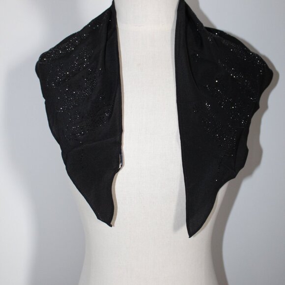 NWT Johnny Was Biya JWLA 3J Workshop Mia Heat Transfer Beaded Black Silk Scarf - Picture 4 of 7